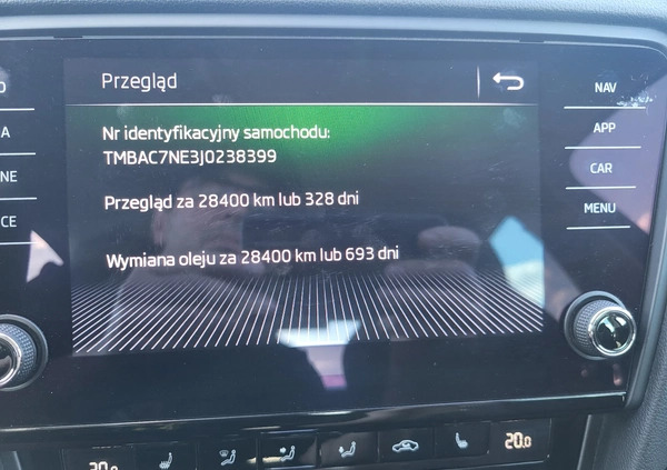 Skoda Octavia cena 69999 przebieg: 110000, rok produkcji 2017 z Hrubieszów małe 436